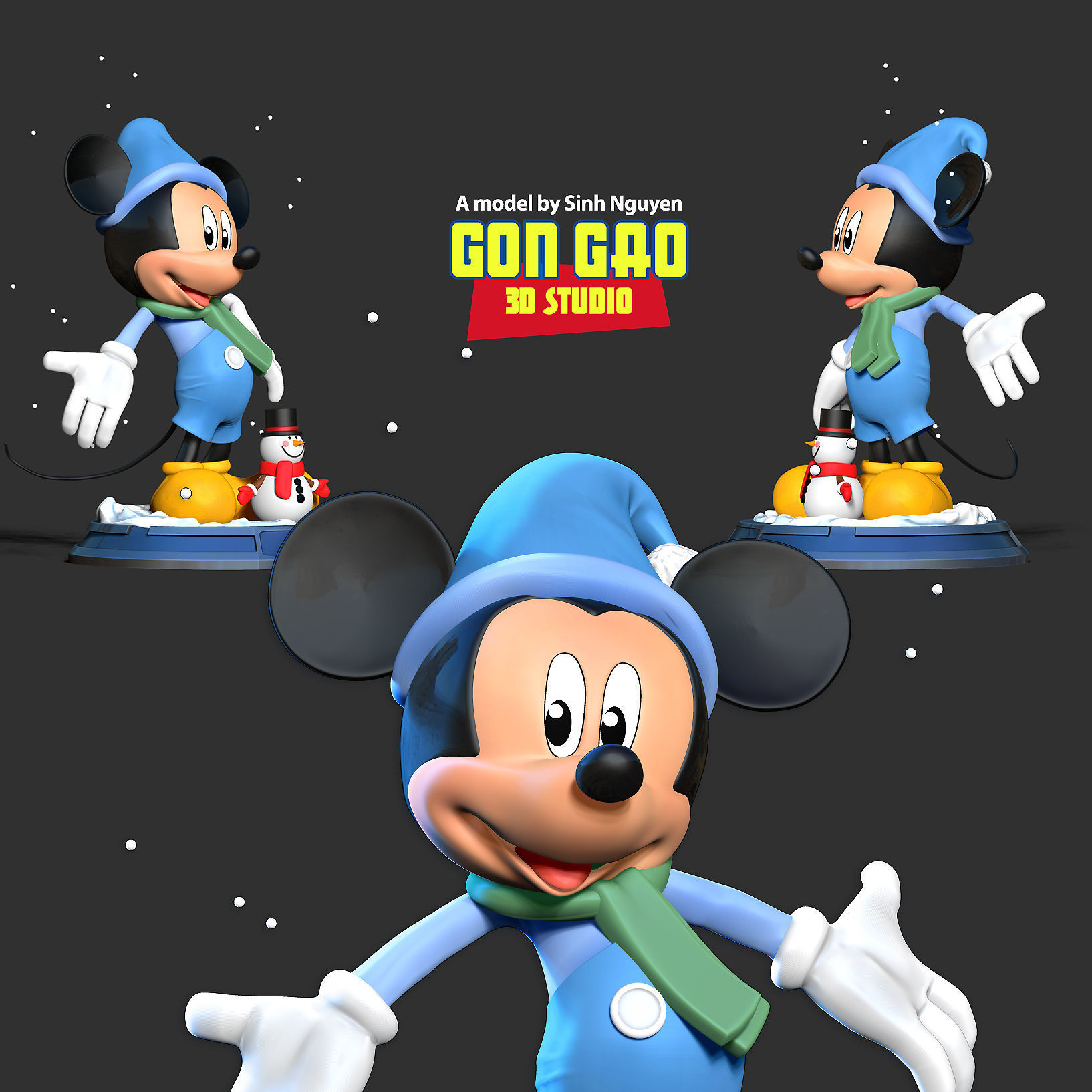 Mickey Mouse in winter 3D print model_1