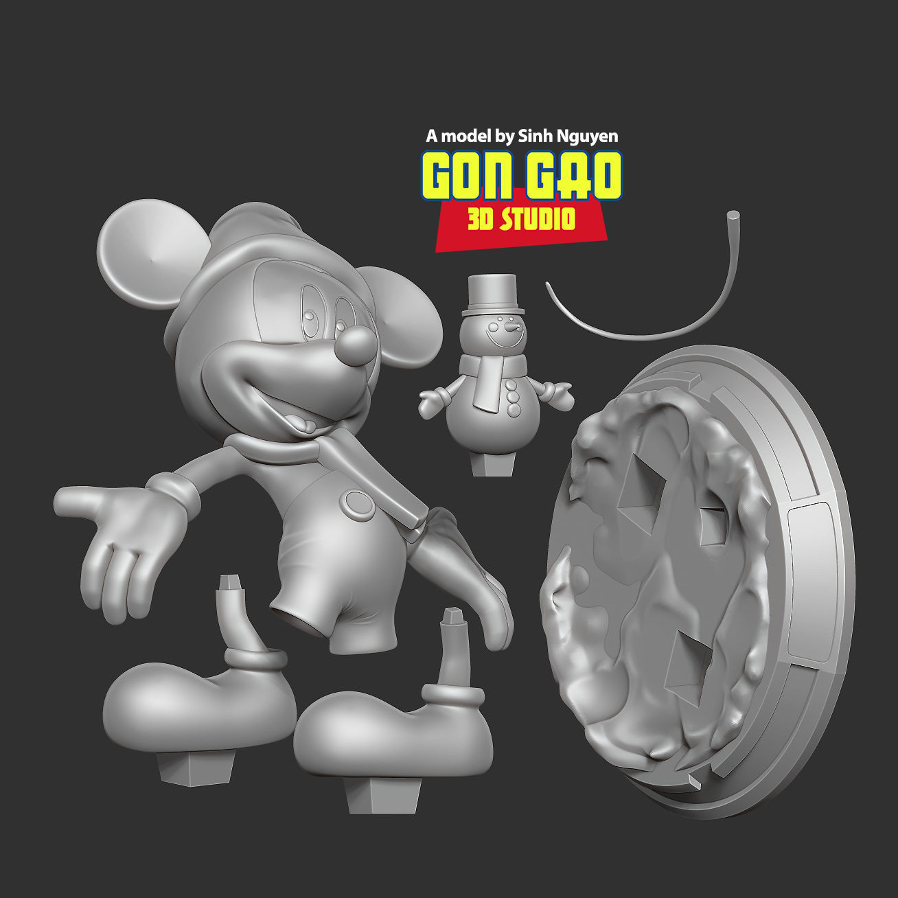 Mickey Mouse in winter 3D print model_2