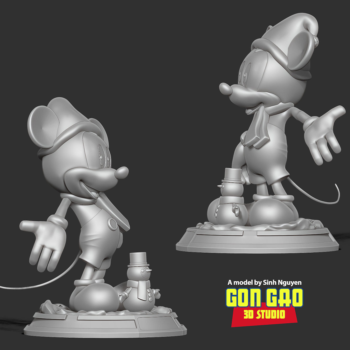 Mickey Mouse in winter 3D print model_4