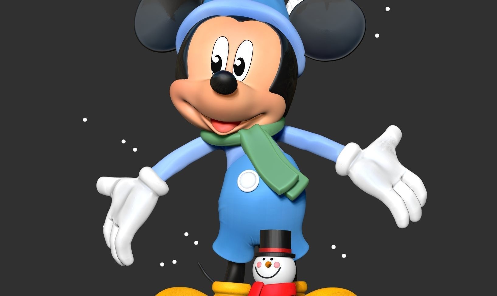 Mickey Mouse in winter 3D print model_7
