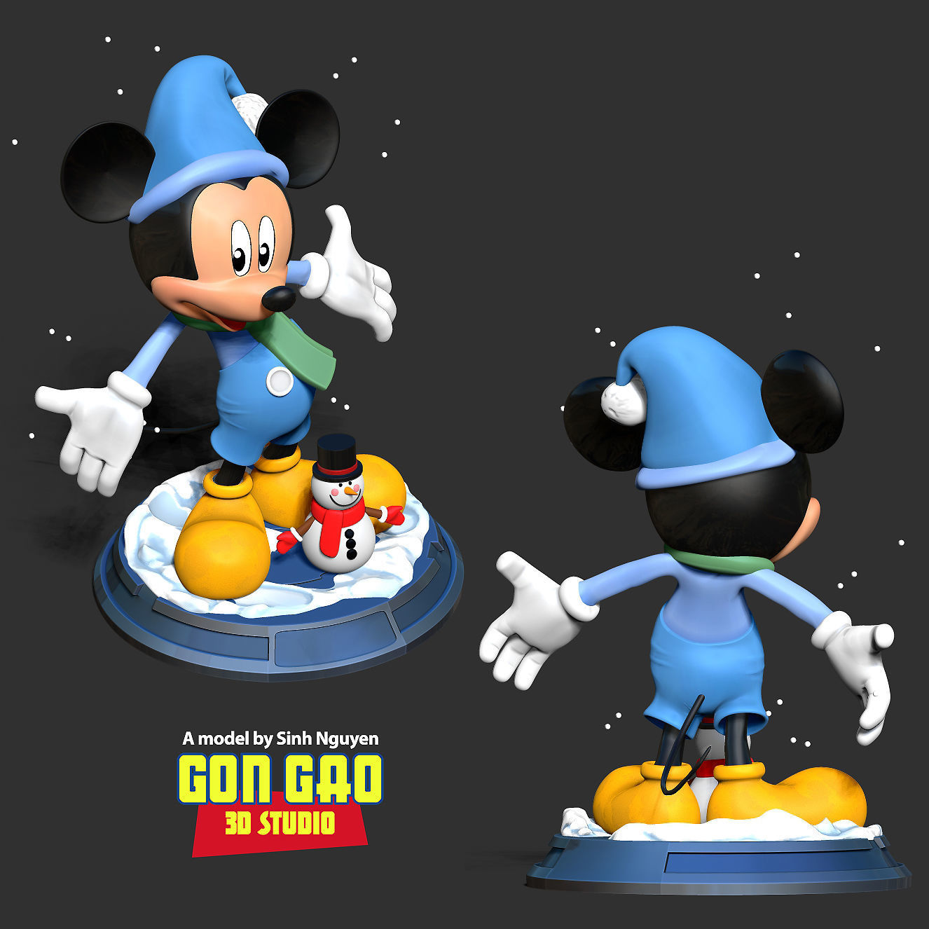 Mickey Mouse in winter 3D print model_3