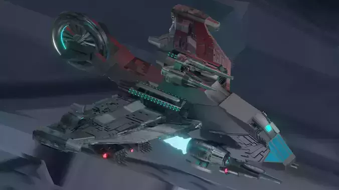 Medium poly 3D SCI-FI Spaceship Low-poly 3D model