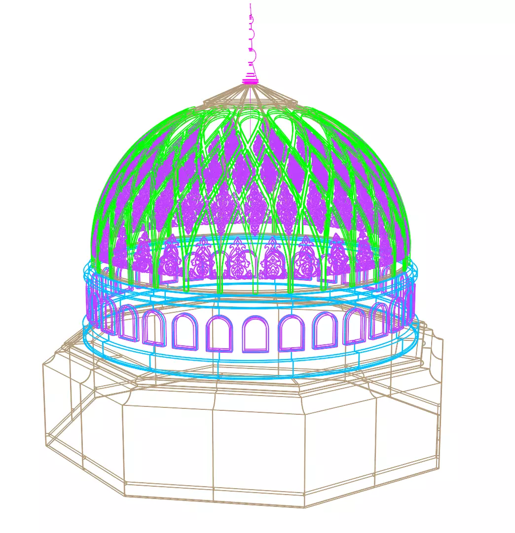 Exquisite 3D Islamic Dome Model Low-poly 3D model_5