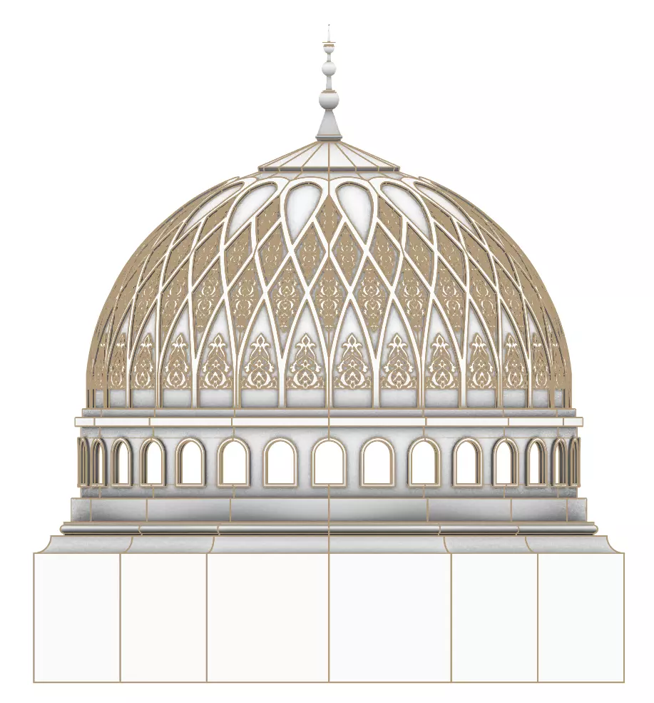 Exquisite 3D Islamic Dome Model Low-poly 3D model_0