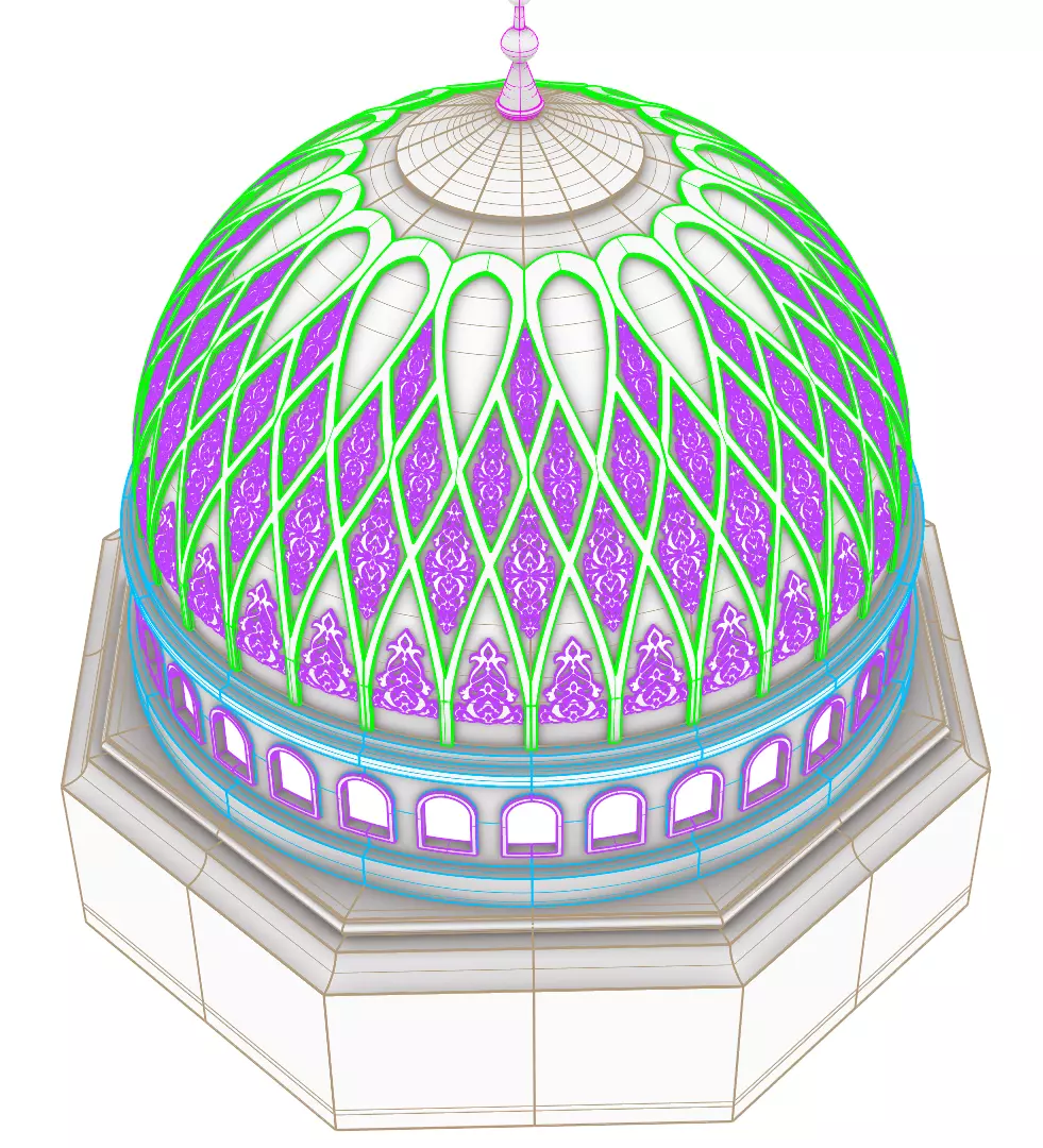 Exquisite 3D Islamic Dome Model Low-poly 3D model_4
