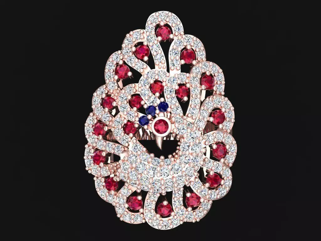Peacock Ring - Womens Ring - SN755 3D print model