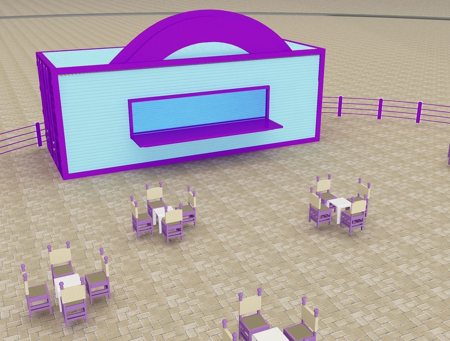 Restaurant Exhibition Stand a217 3D model_18