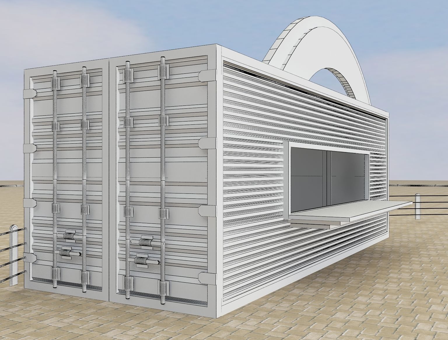 Restaurant Exhibition Stand a217 3D model_3
