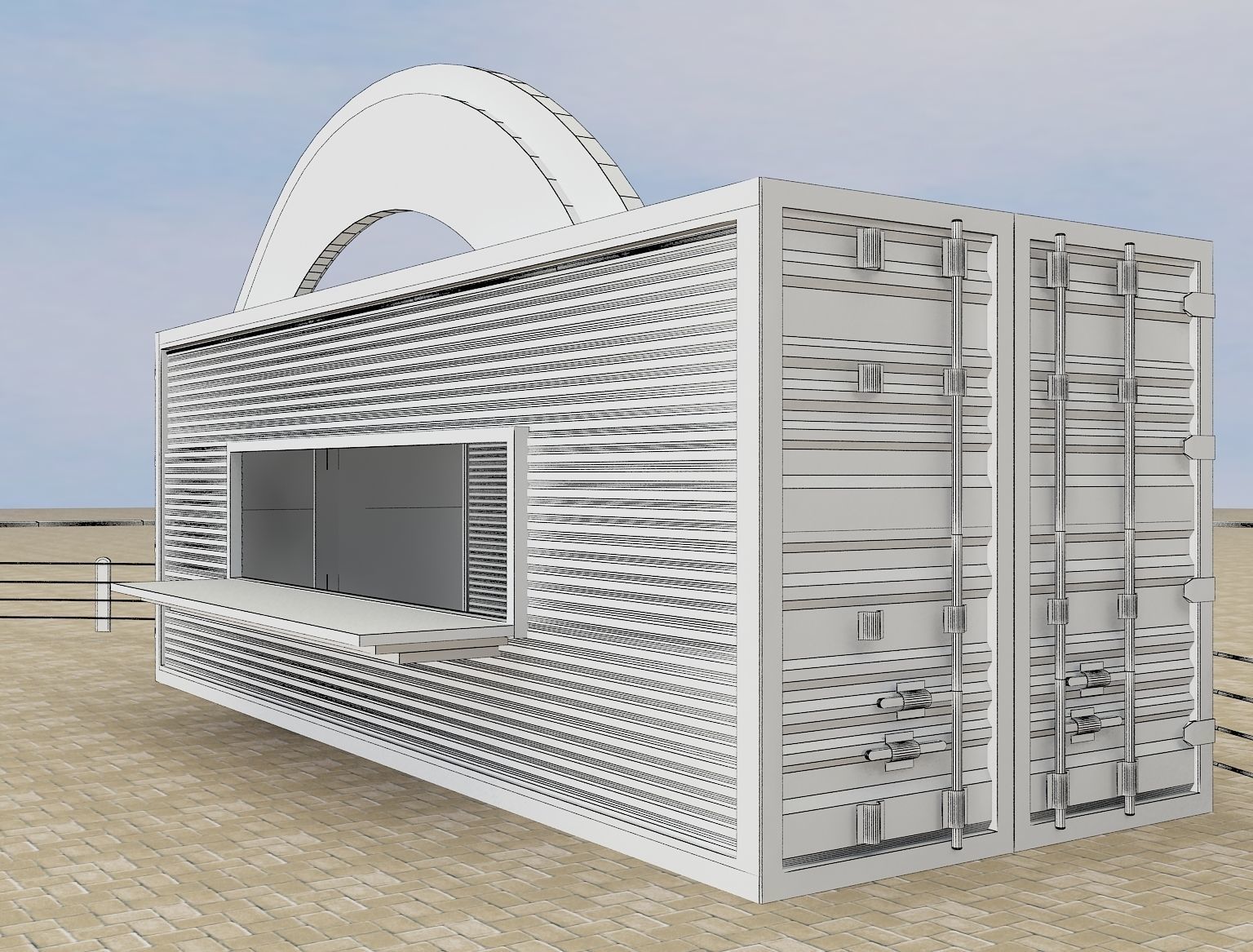 Restaurant Exhibition Stand a217 3D model_5