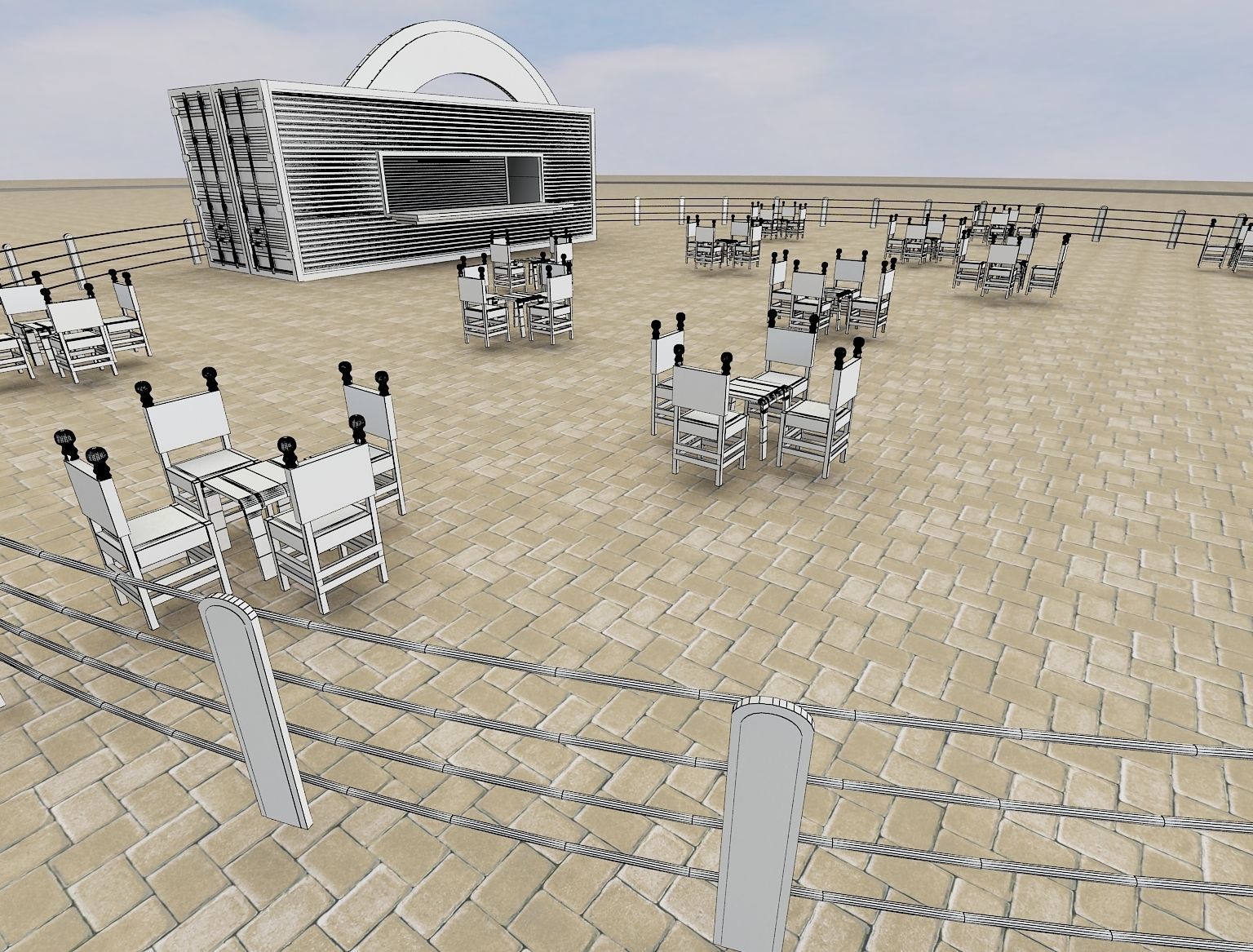 Restaurant Exhibition Stand a217 3D model_9