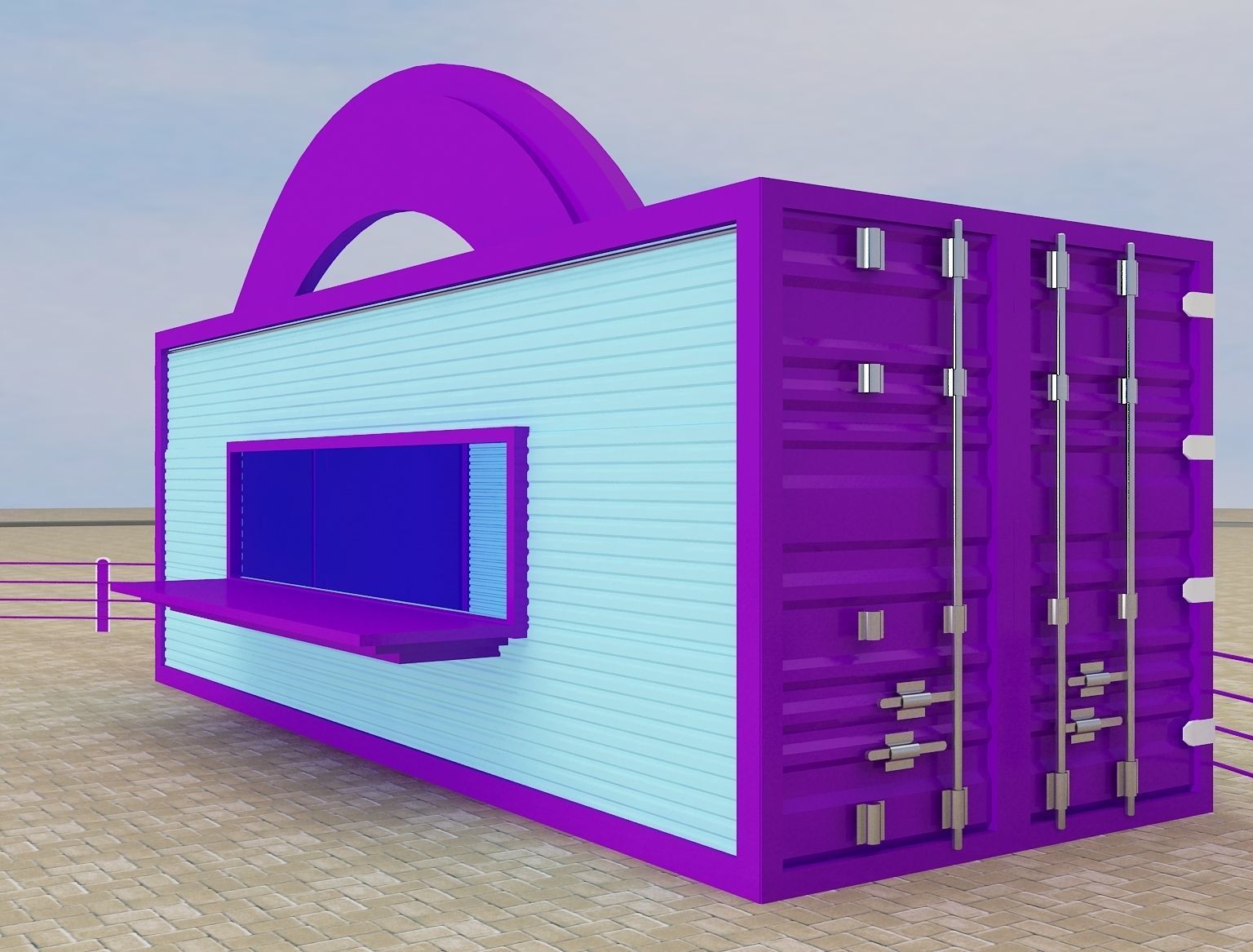 Restaurant Exhibition Stand a217 3D model_4