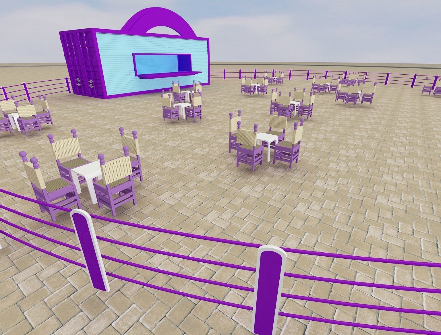 Restaurant Exhibition Stand a217 3D model_8