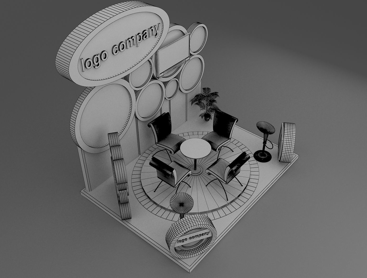 Booth Exhibition Stand a215 3D model_7