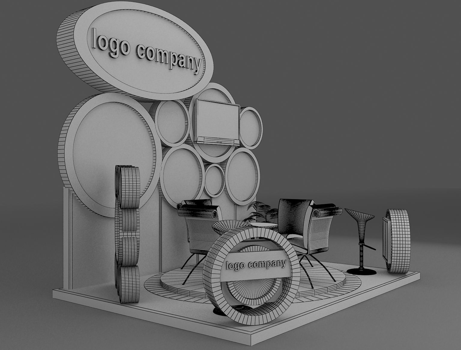 Booth Exhibition Stand a215 3D model_1