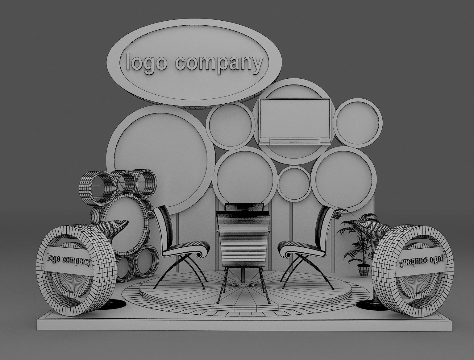 Booth Exhibition Stand a215 3D model_3