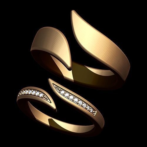 Curved Couple Ring 3D print model