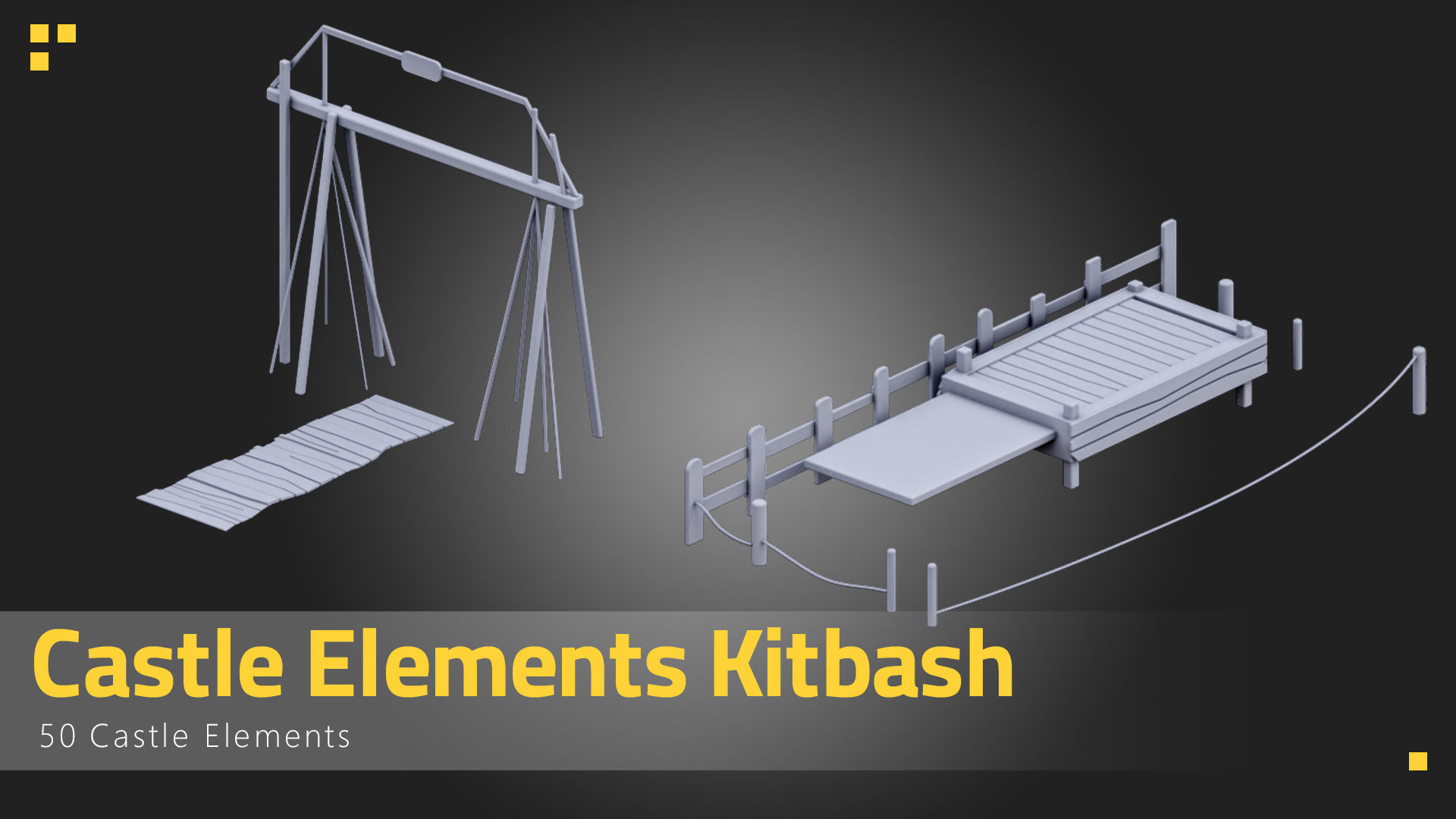 50 Castle Elements Kitbash Low-poly 3D model_8
