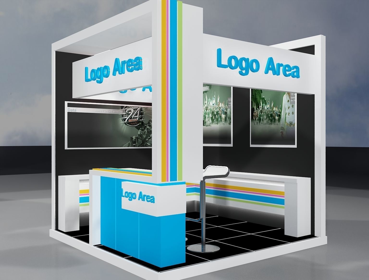 Booth Exhibition Stand a214 no hiseg 3D model_16
