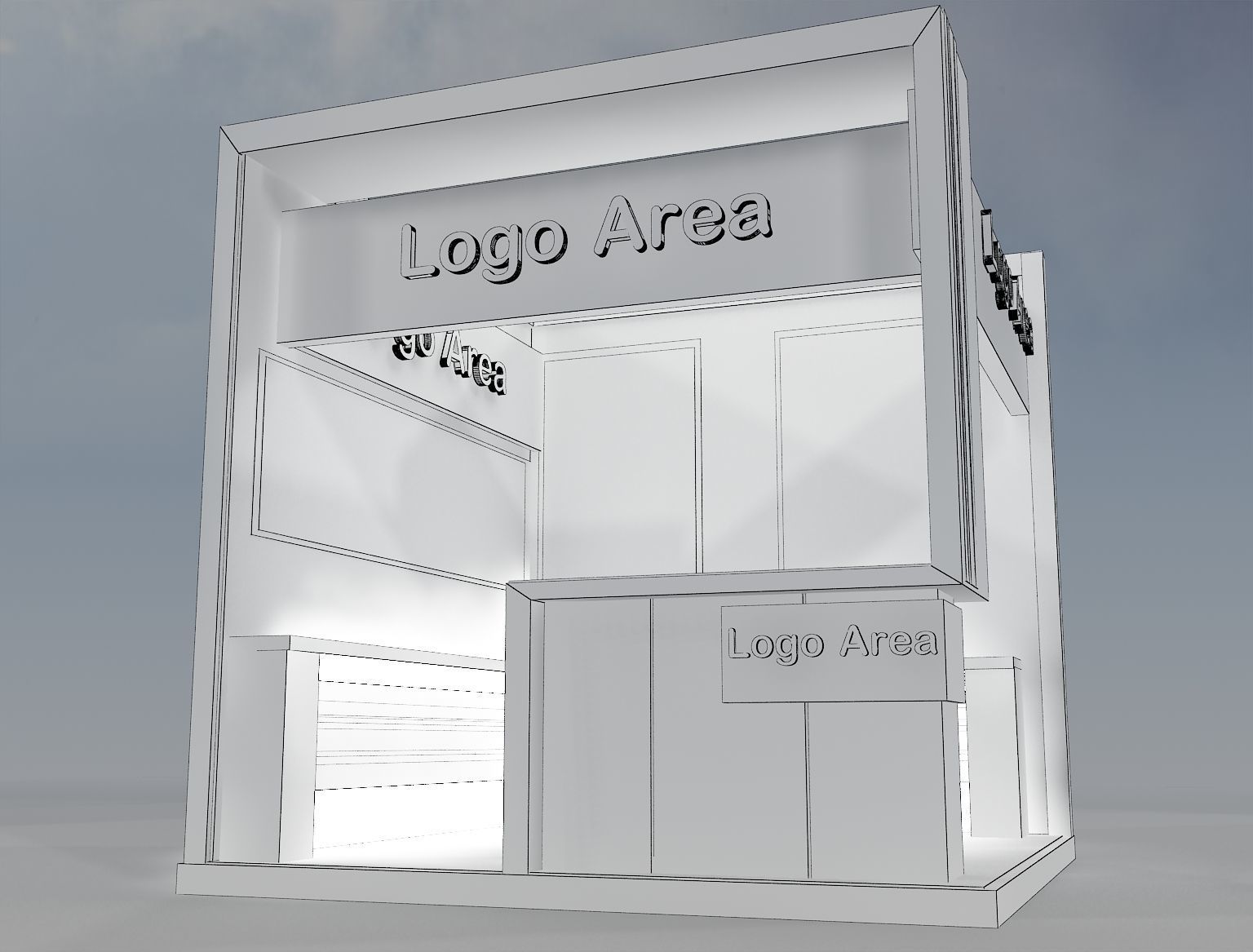 Booth Exhibition Stand a214 no hiseg 3D model_2
