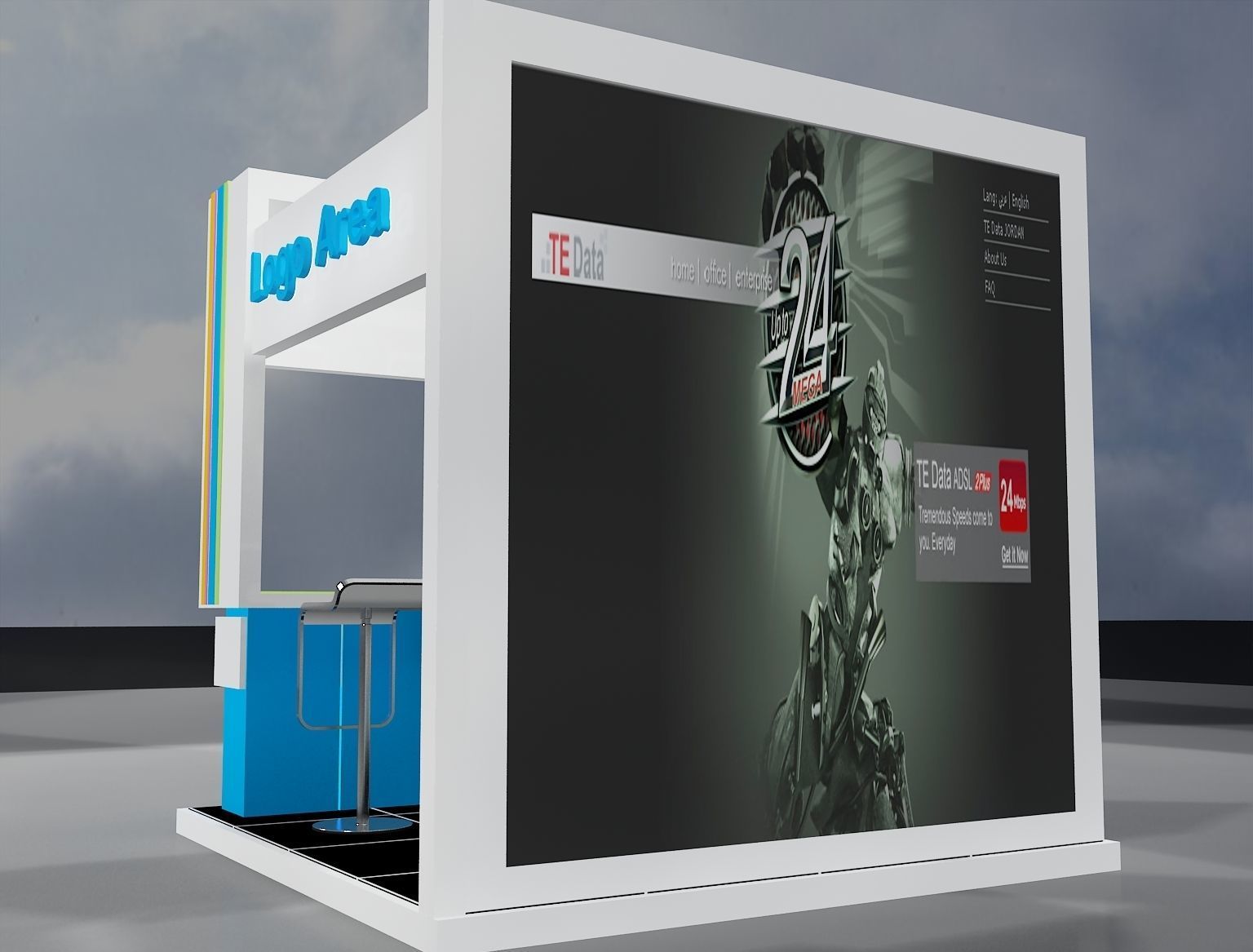 Booth Exhibition Stand a214 no hiseg 3D model_10