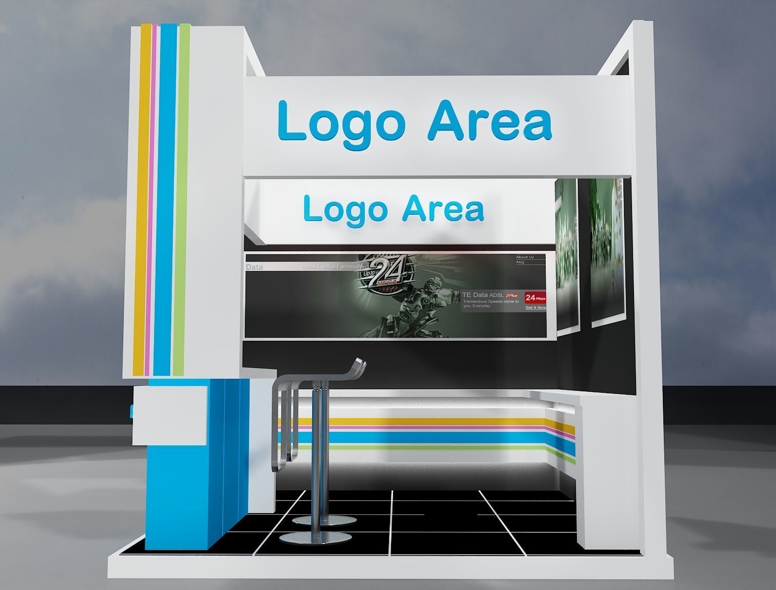 Booth Exhibition Stand a214 no hiseg 3D model_7