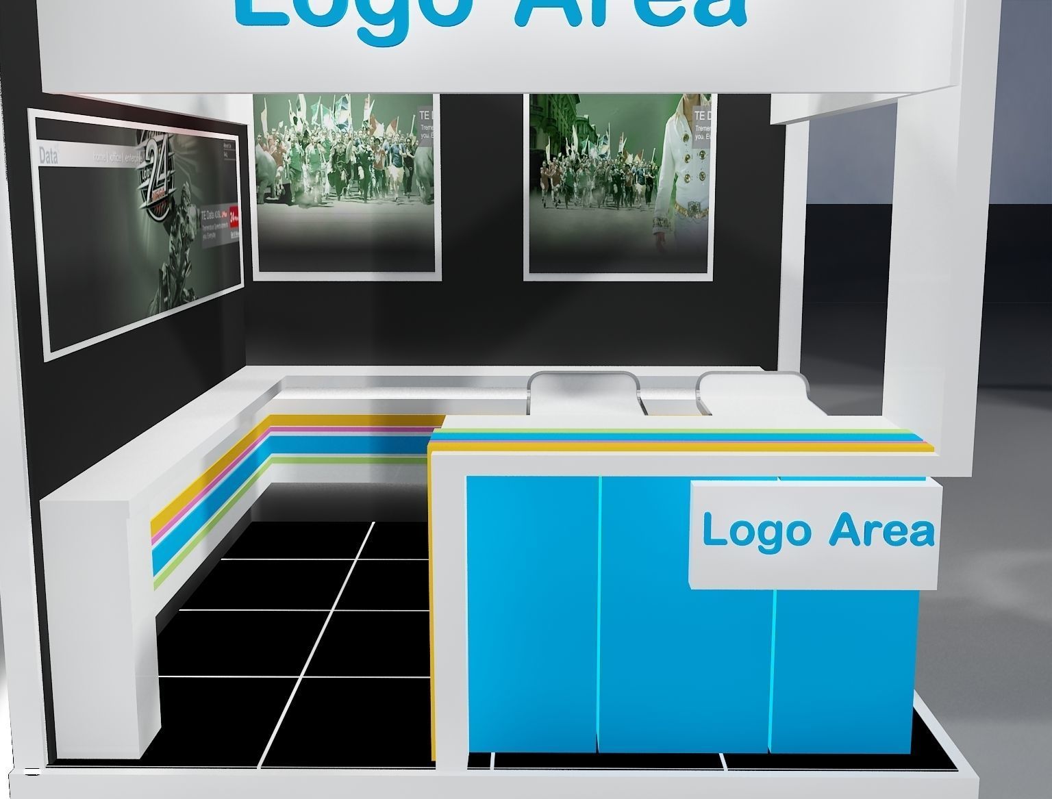 Booth Exhibition Stand a214 no hiseg 3D model_13