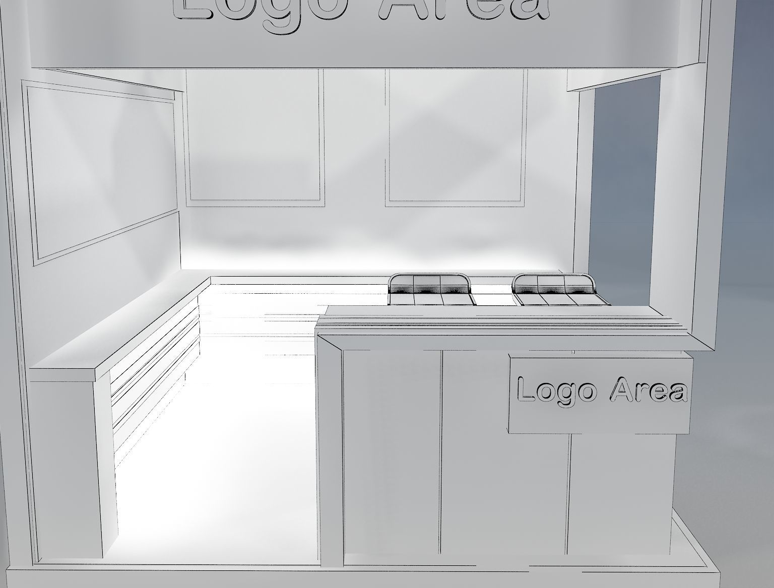 Booth Exhibition Stand a214 no hiseg 3D model_14