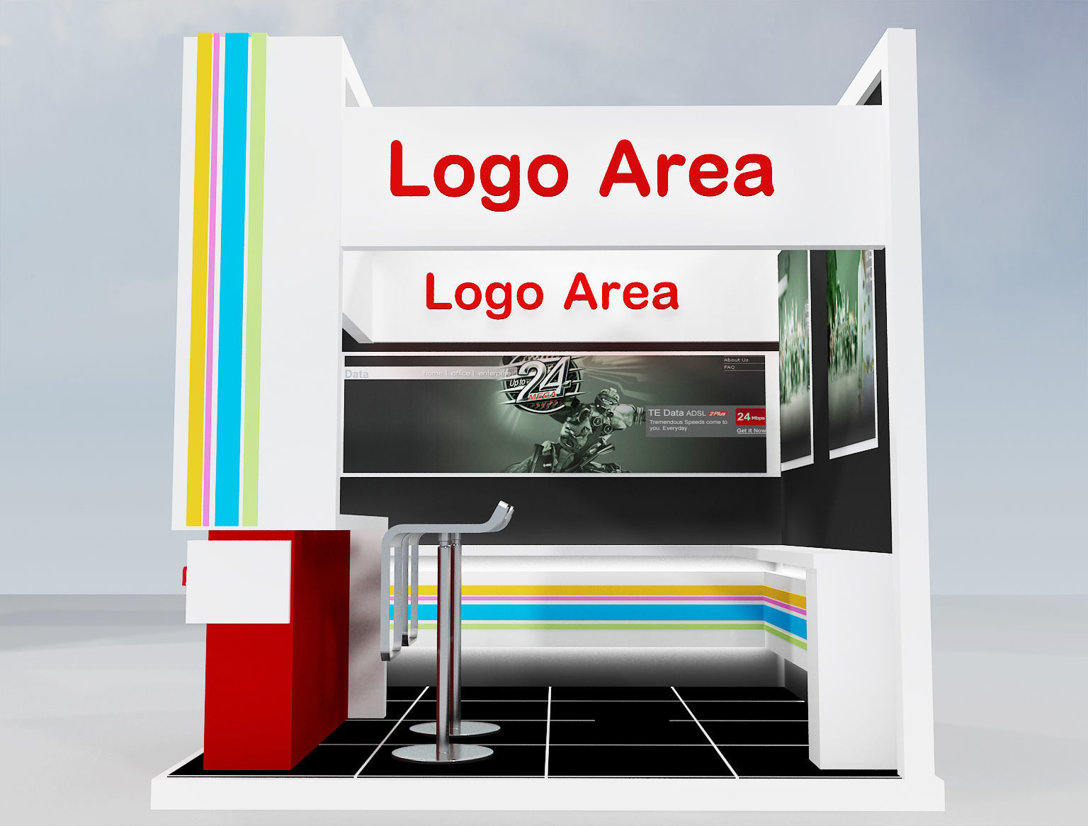 Booth Exhibition Stand a214 no hiseg 3D model_6