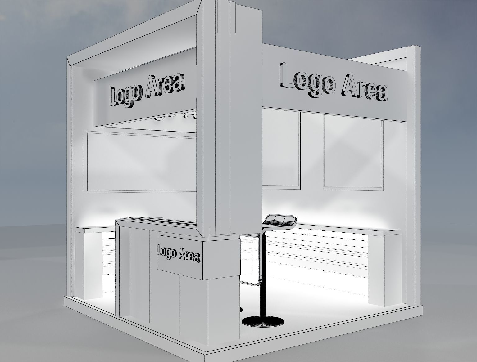 Booth Exhibition Stand a214 no hiseg 3D model_17