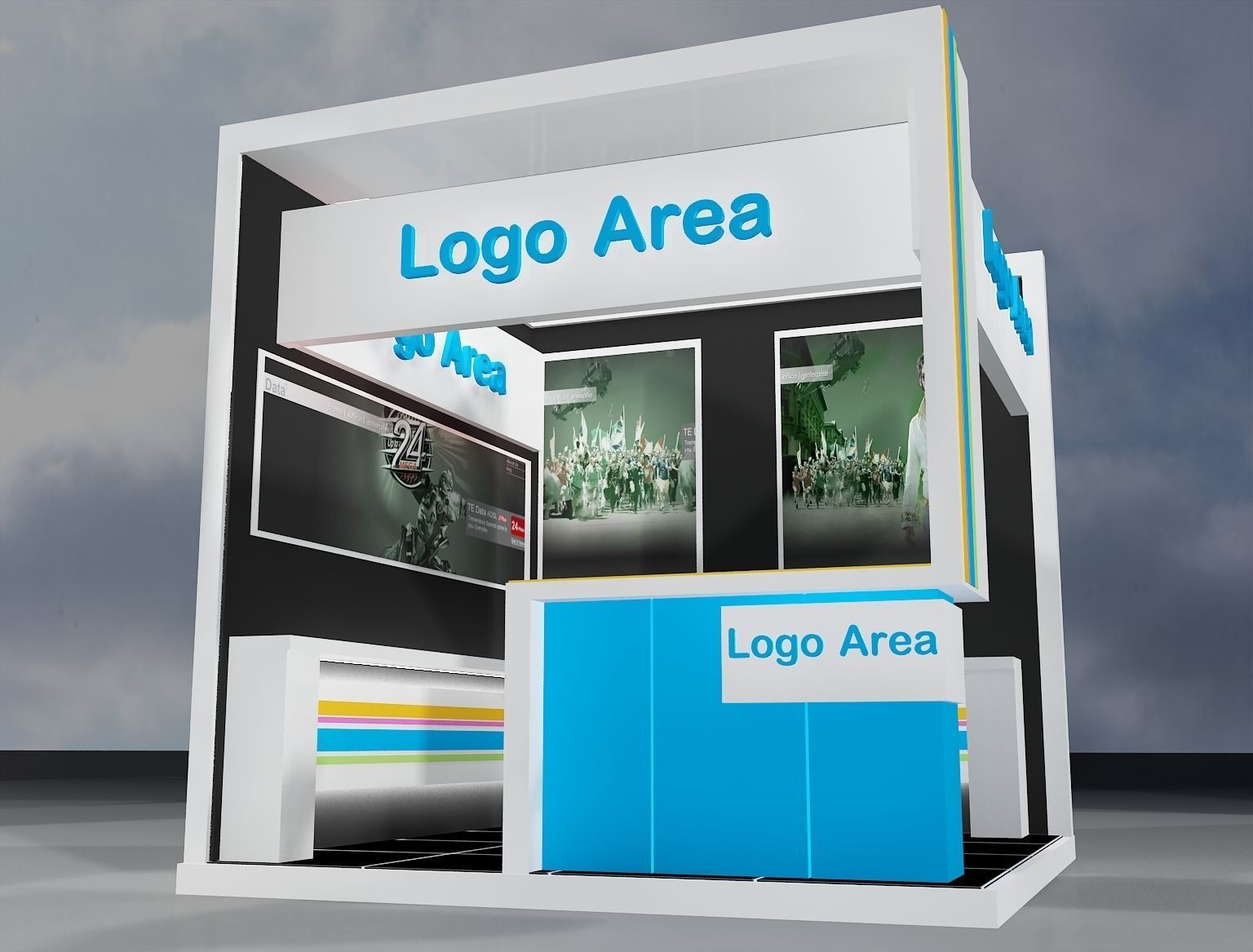 Booth Exhibition Stand a214 no hiseg 3D model_1