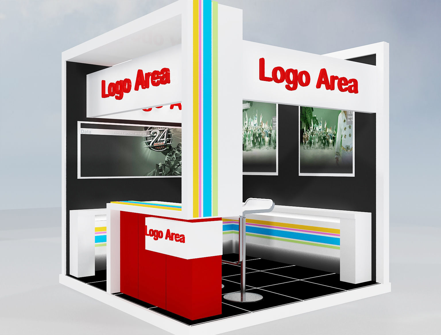 Booth Exhibition Stand a214 no hiseg 3D model_15