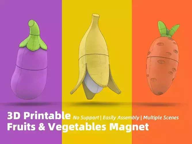 3D Printable Fruits and Vegetables Magnet 3D print model