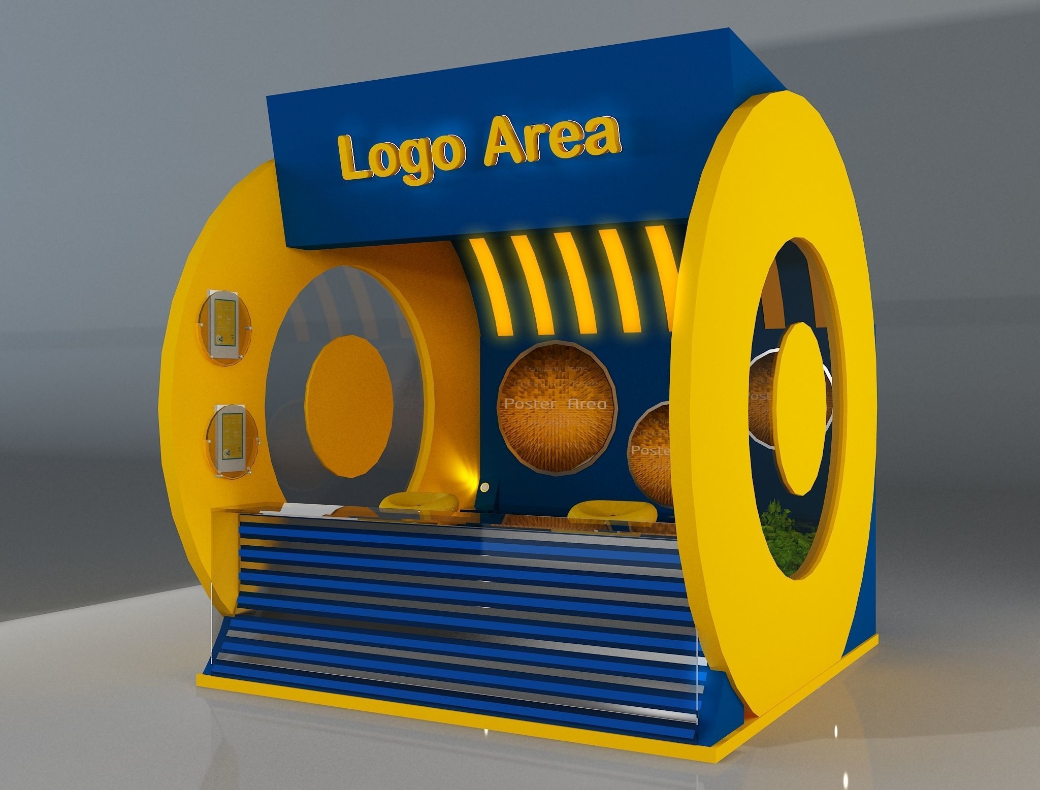 Booth Exhibition Stand a212 3D model_4