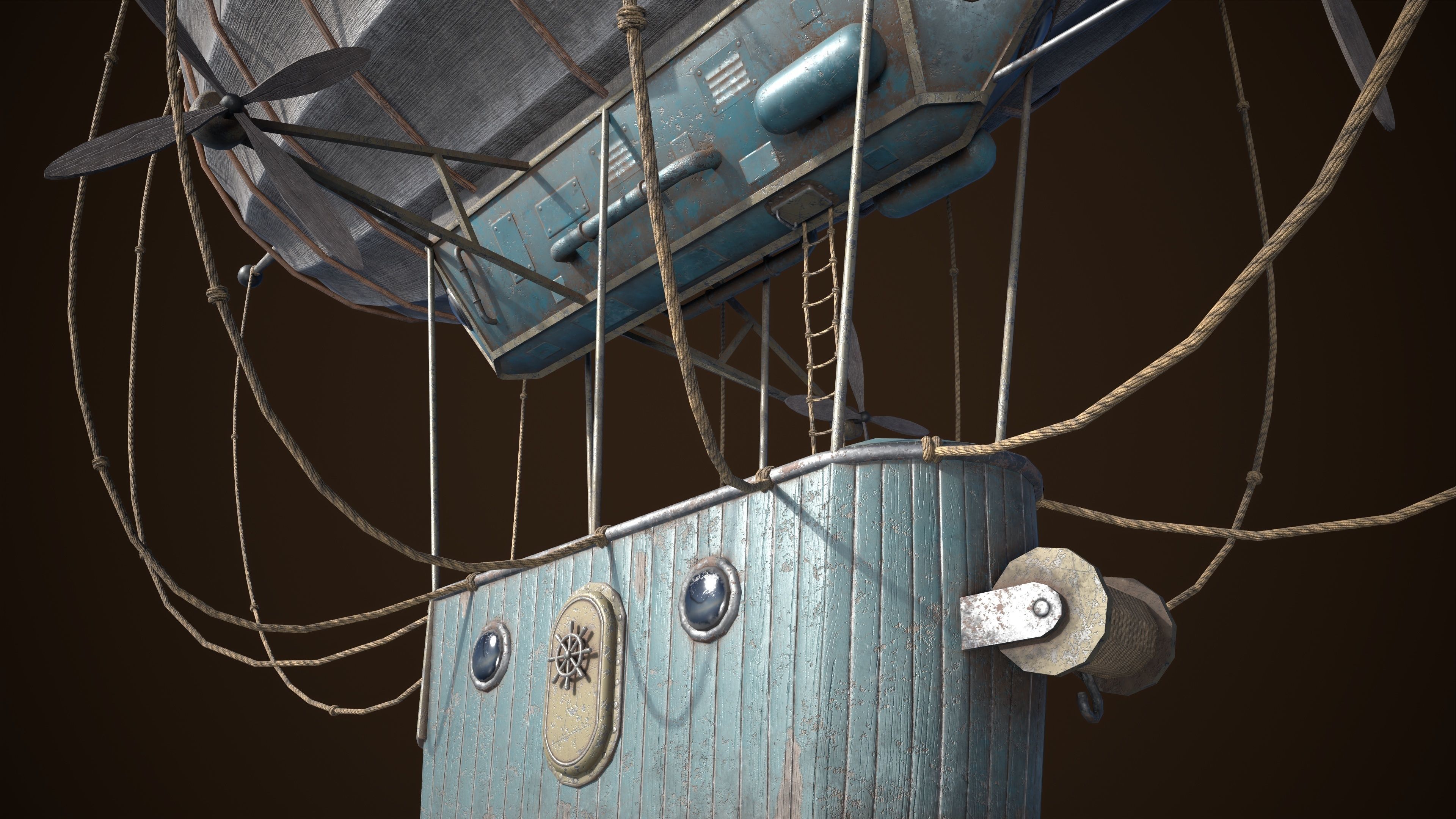 Steampunk Airship Low-poly 3D model Low-poly 3D model_8