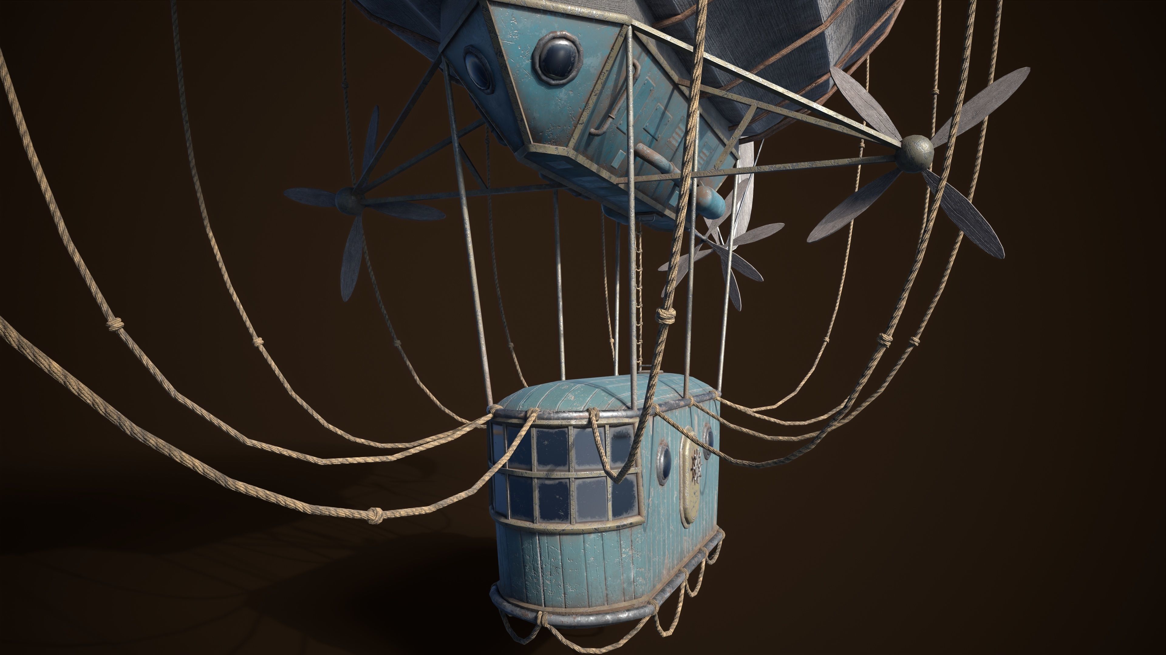 Steampunk Airship Low-poly 3D model Low-poly 3D model_7