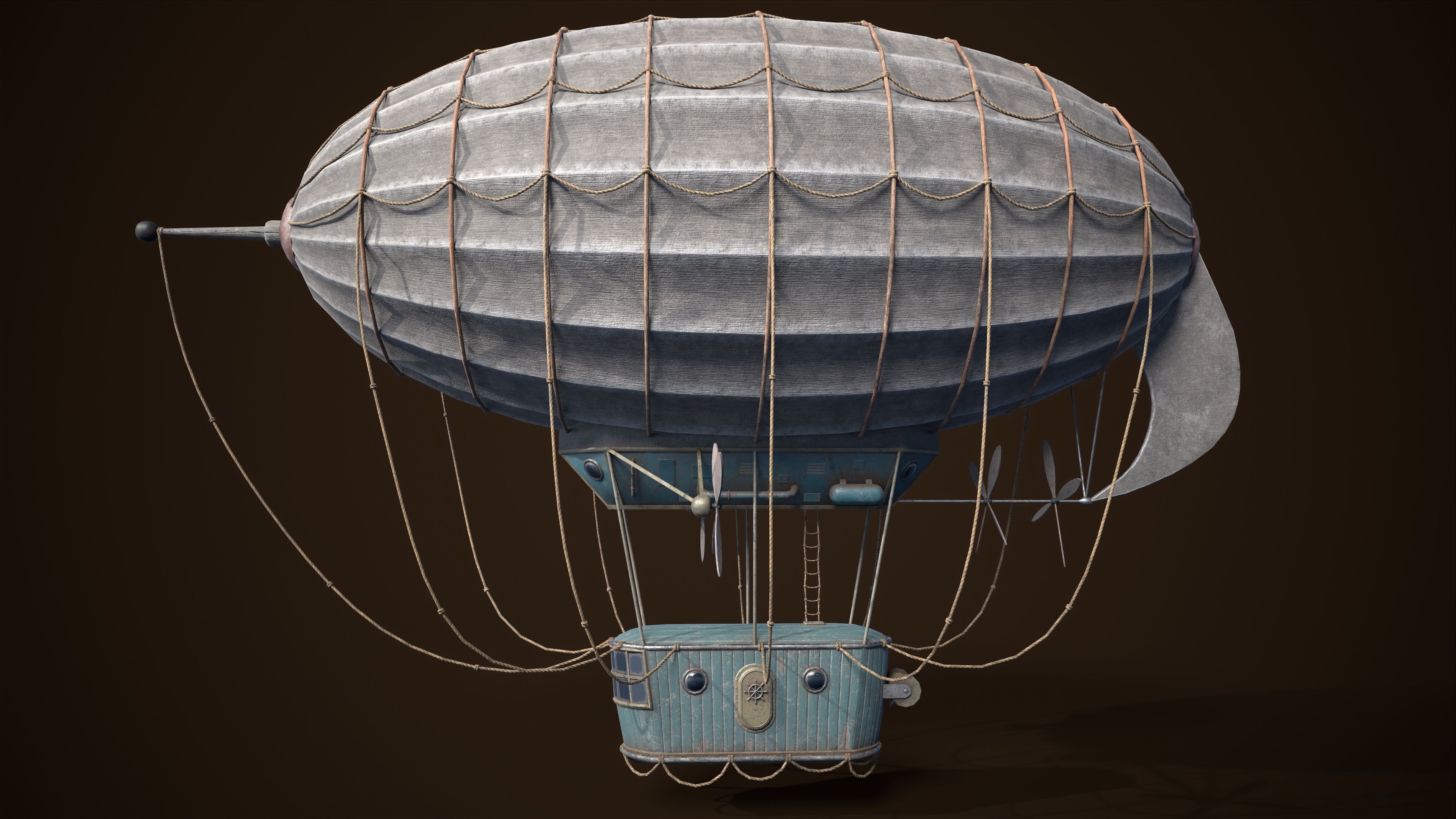 Steampunk Airship Low-poly 3D model Low-poly 3D model_2