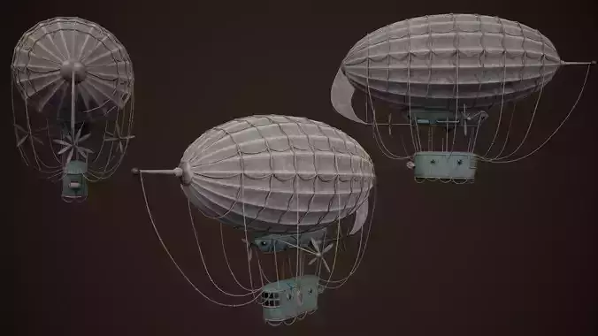 Steampunk Airship Low-poly 3D model