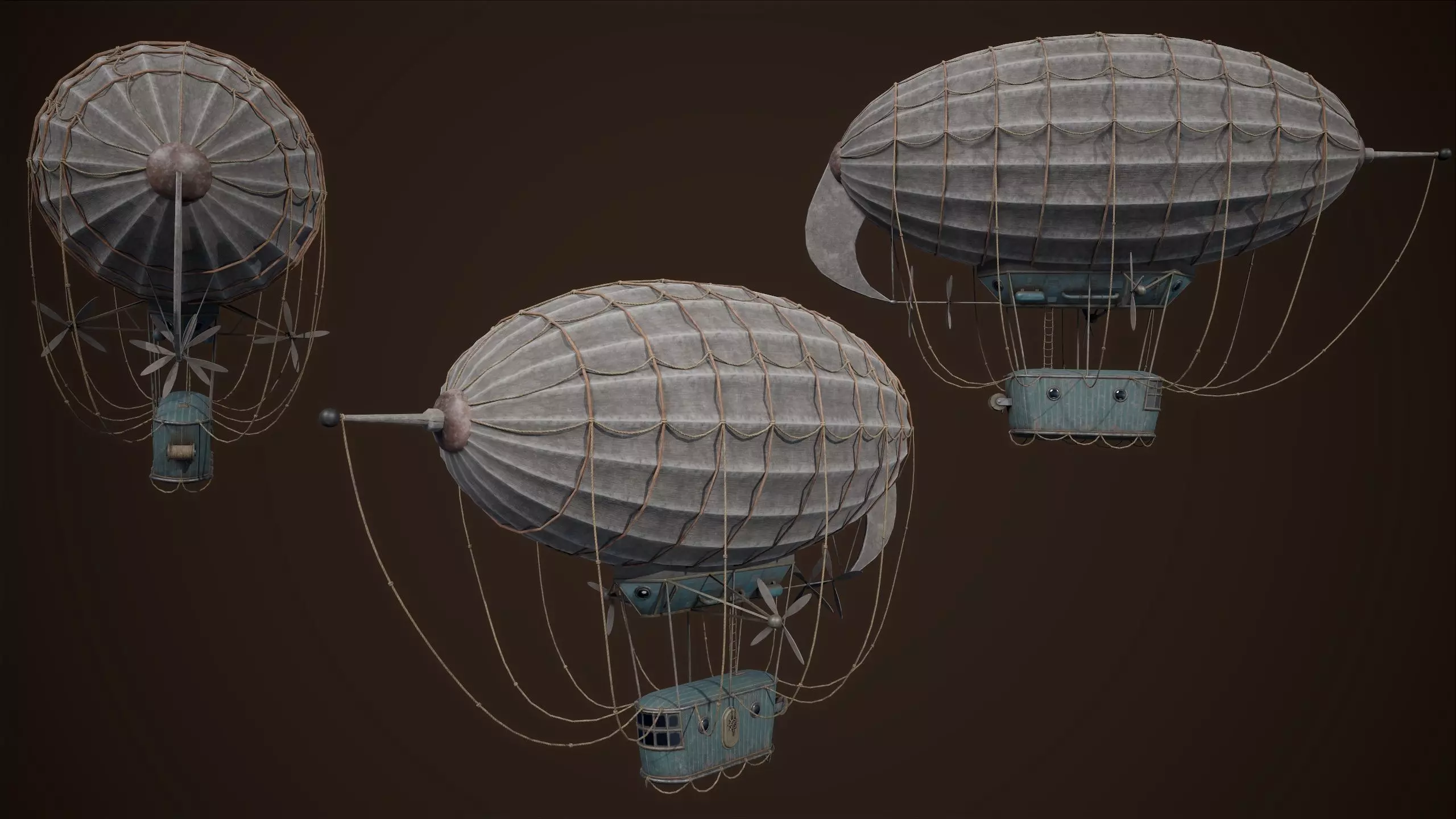 Steampunk Airship Low-poly 3D model Low-poly 3D model_0
