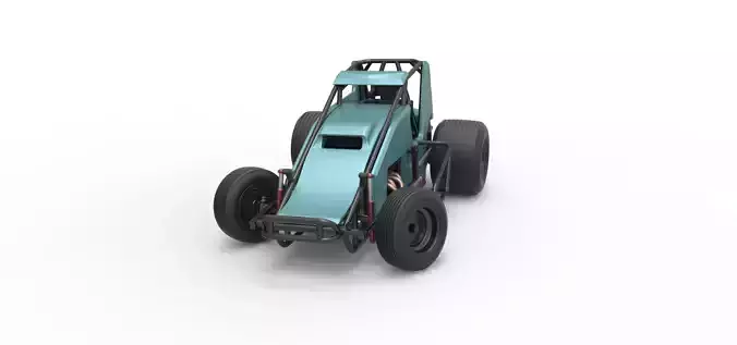 Sprint car while turning Scale 1 to 25 3D print model