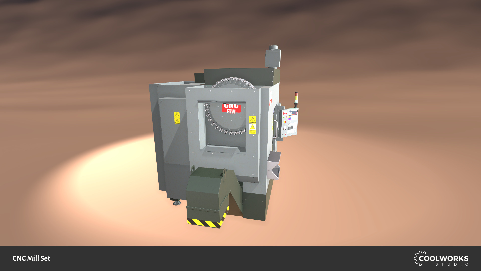 CNC Mill Set Low-poly 3D model_5