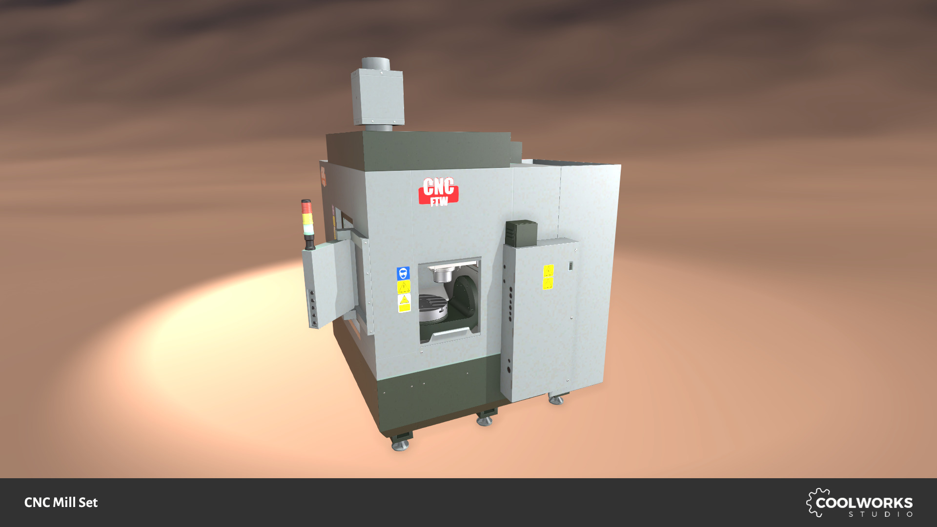 CNC Mill Set Low-poly 3D model_3