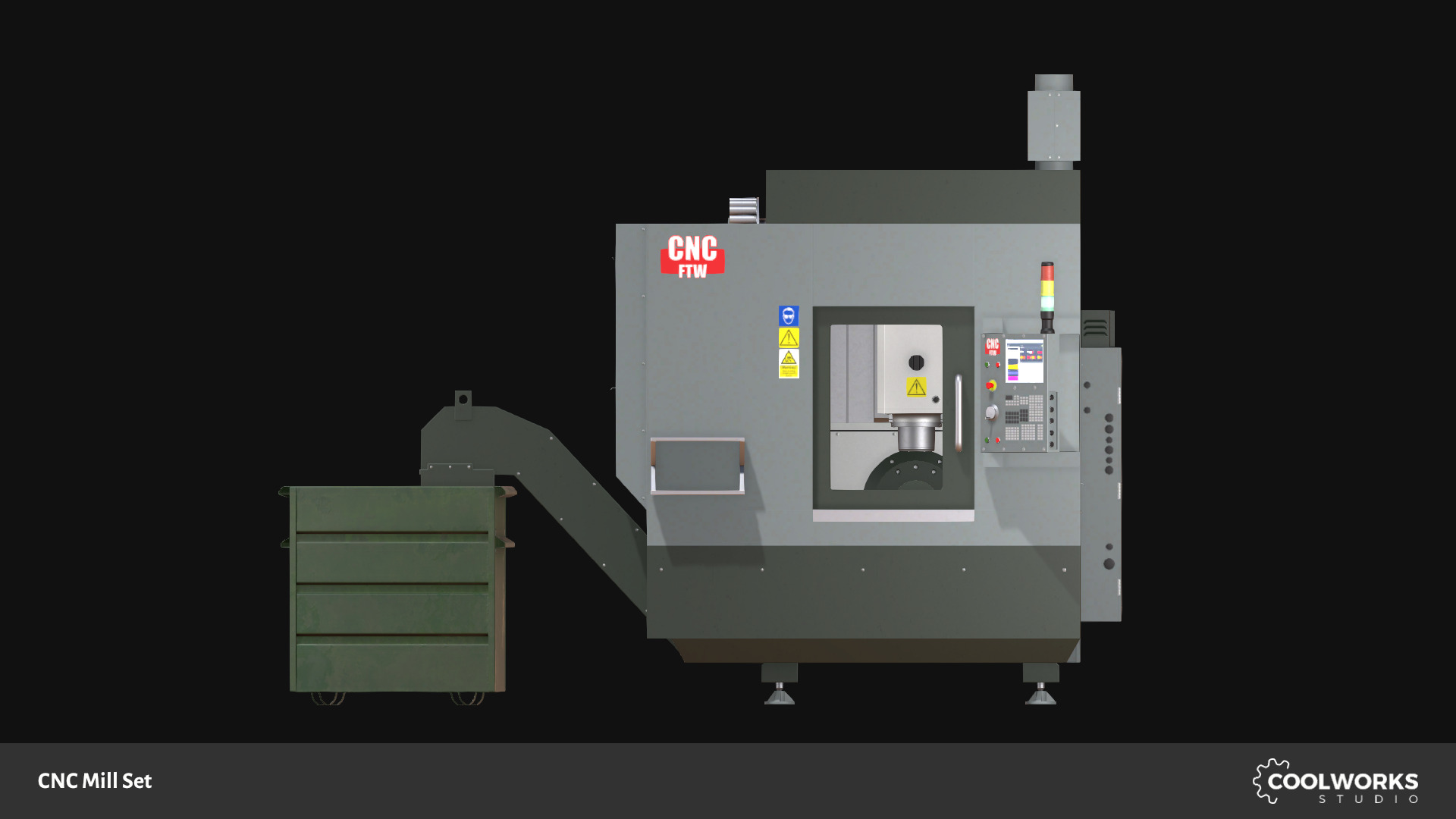 CNC Mill Set Low-poly 3D model_13
