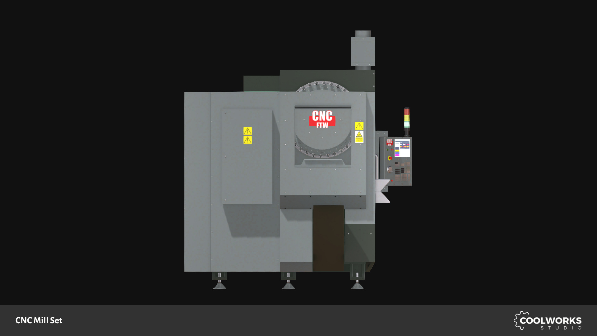 CNC Mill Set Low-poly 3D model_16