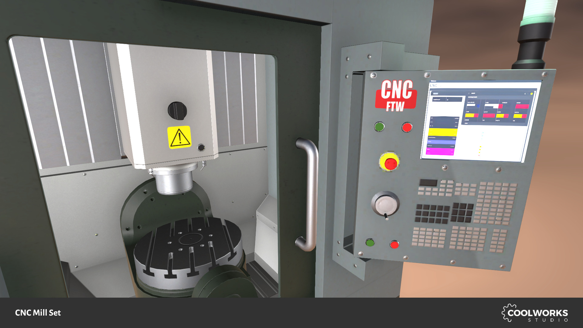 CNC Mill Set Low-poly 3D model_6