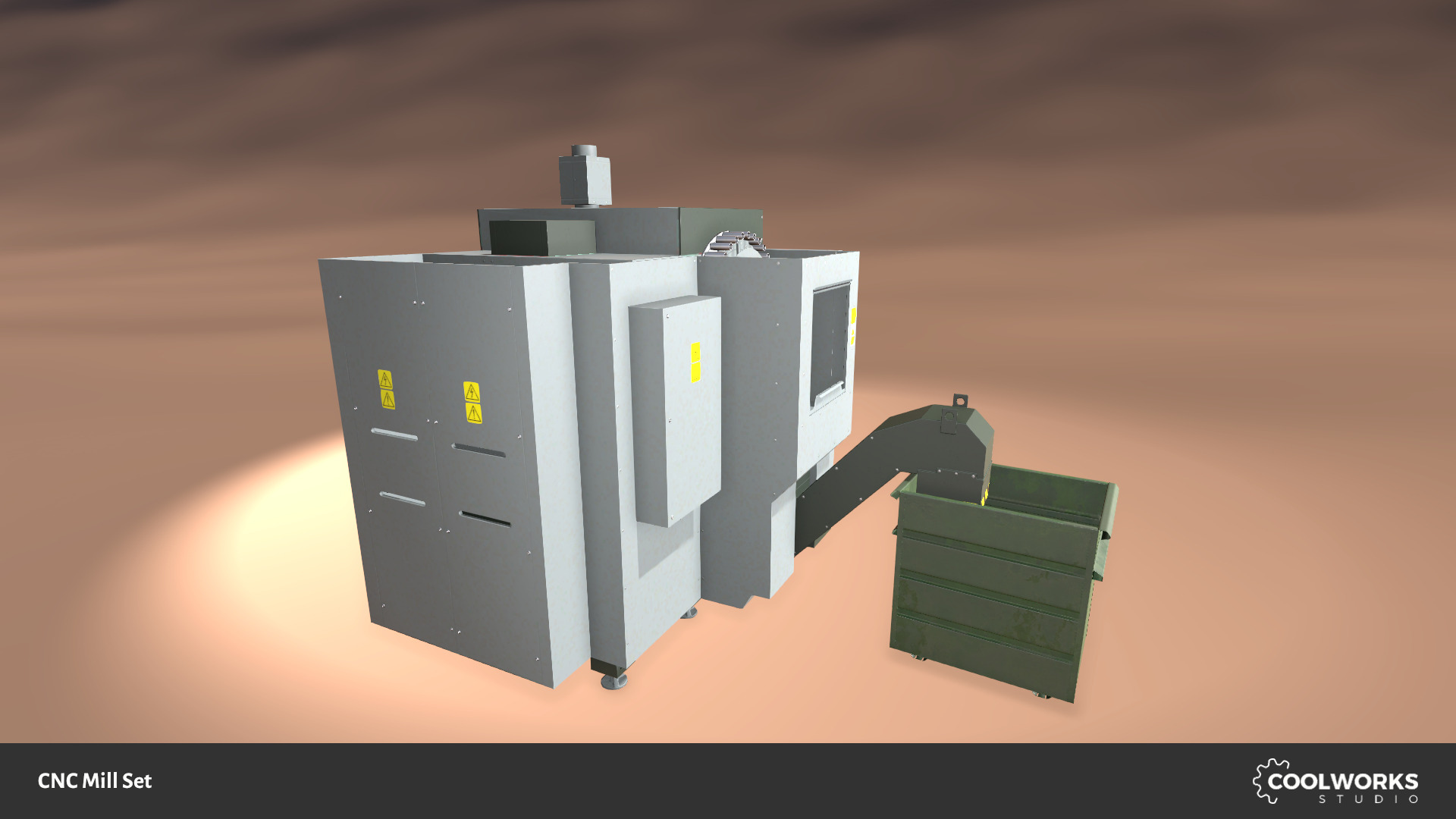 CNC Mill Set Low-poly 3D model_4