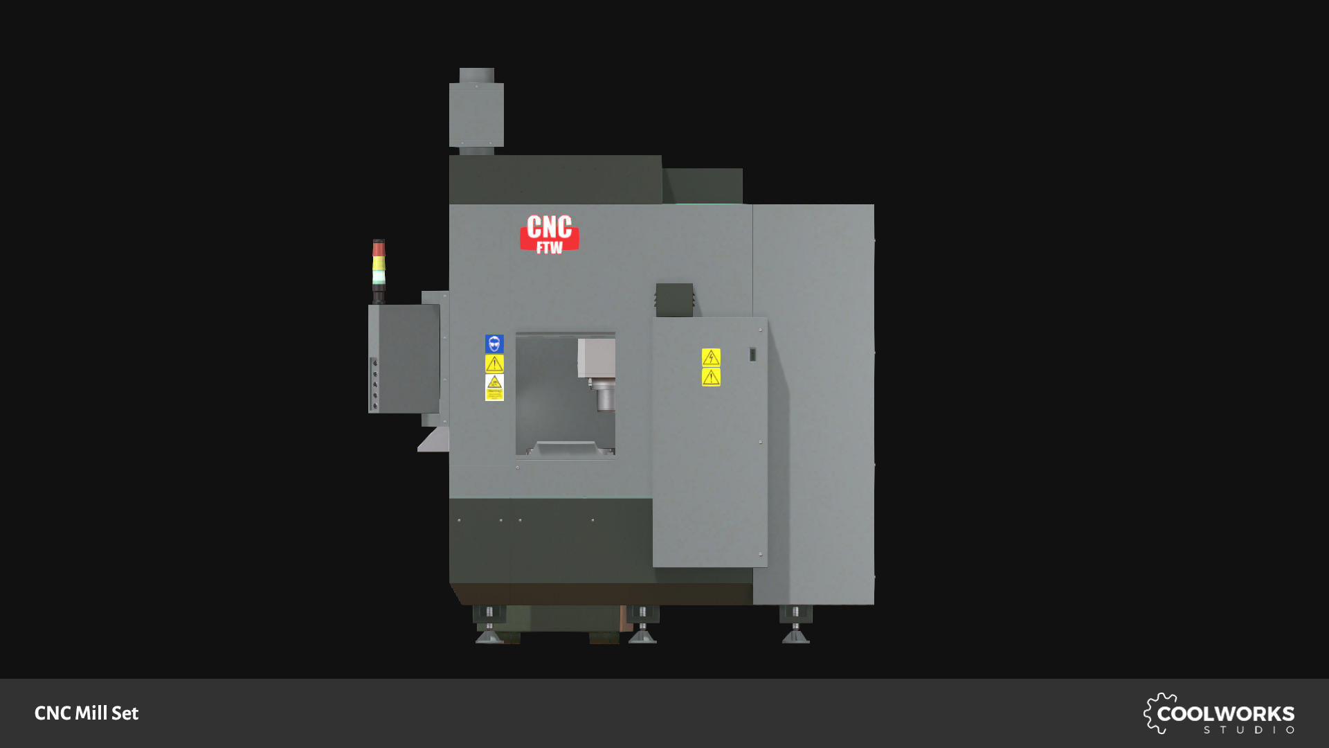 CNC Mill Set Low-poly 3D model_14