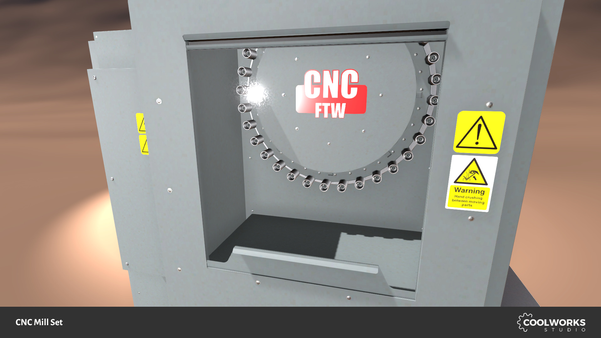 CNC Mill Set Low-poly 3D model_8