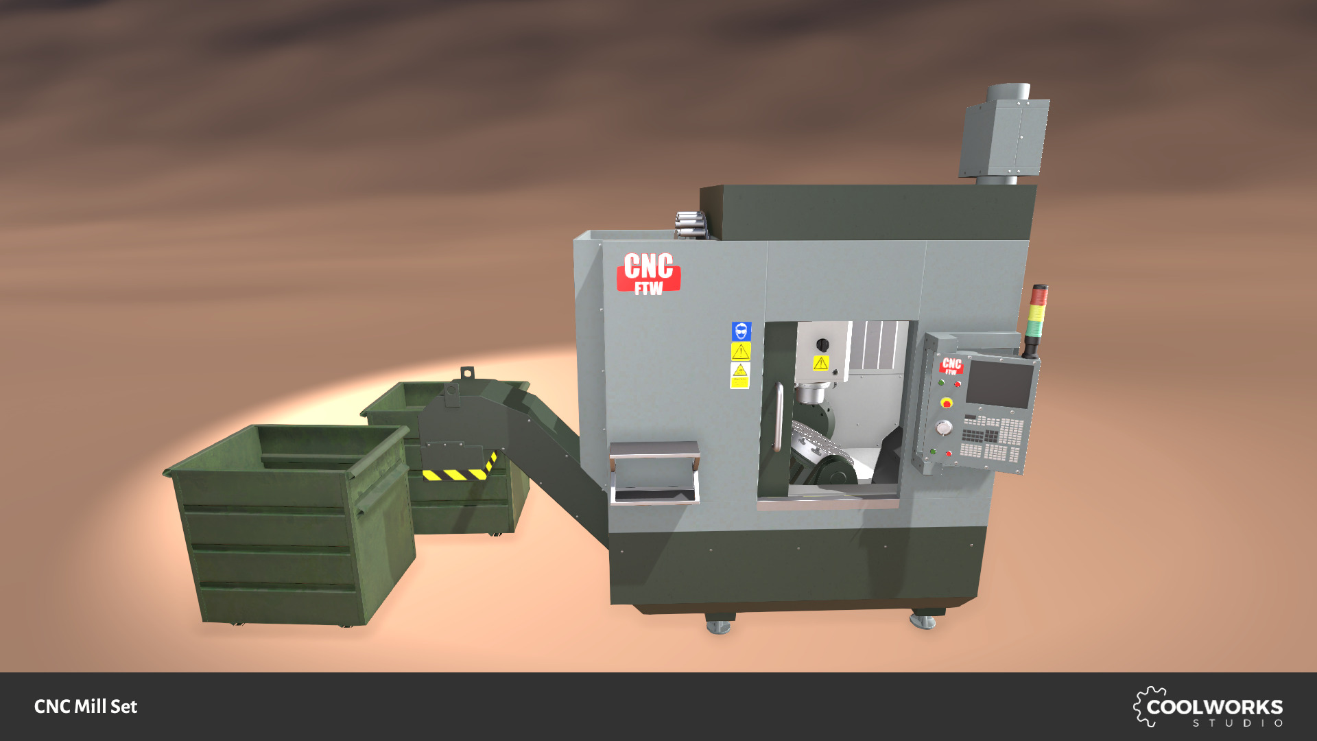 CNC Mill Set Low-poly 3D model_10
