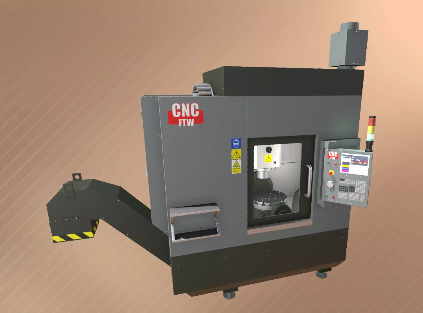 CNC Mill Set Low-poly 3D model_0