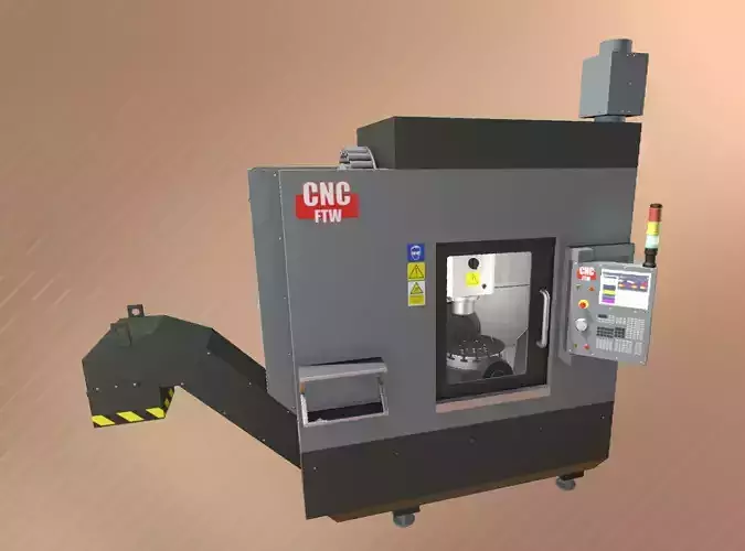 CNC Mill Set Low-poly 3D model